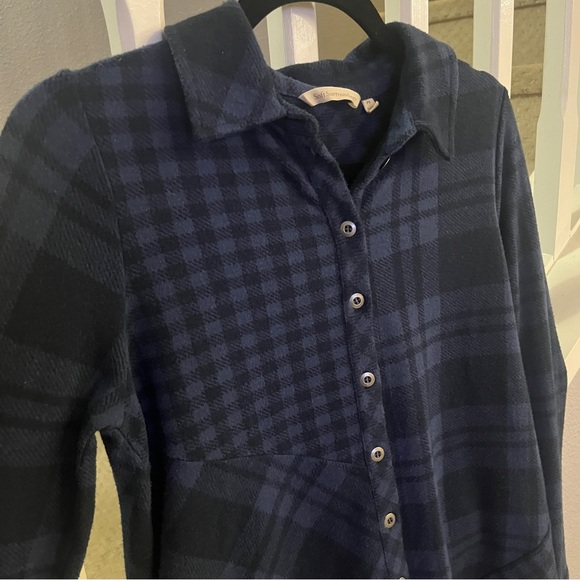 Soft Surroundings Blue Mixed Plaid Button Up Long Sleeve Shirt Petite Small - Picture 5 of 6